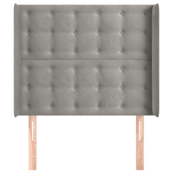 vidaXL Zagł&oacute;wek uszak, jasnoszary, 103x16x118/128 cm, aksamit