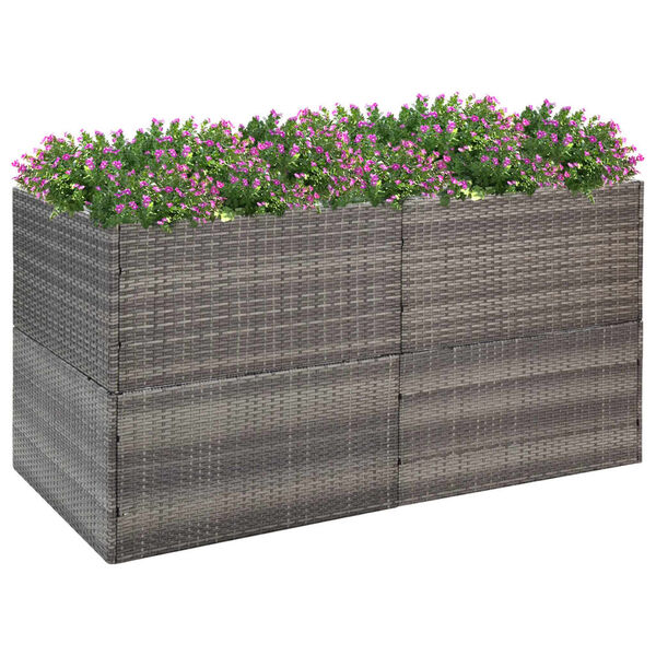 vidaXL Donica ogrodowa, szara, 157x80x80 cm, rattan PE