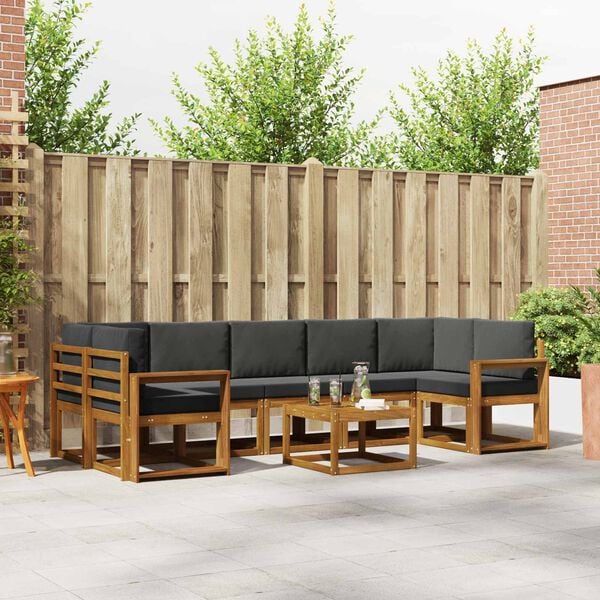 vidaXL Zestaw sof na zewnątrz z poduszką 8 pcs Naturalny i Antracytowy