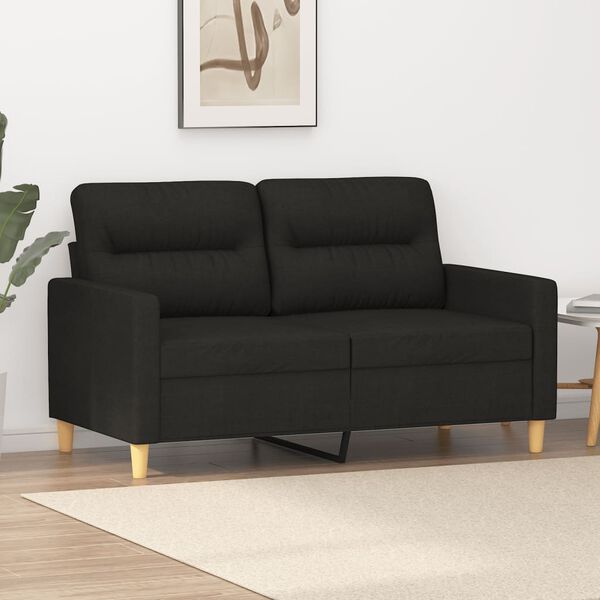 vidaXL Sofa 2-osobowa, czarna, 120 cm, tapicerowana tkaniną