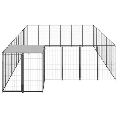 vidaXL Kojec dla psa, czarny, 19,36 m², stalowy