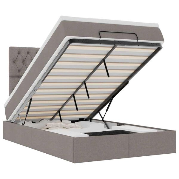 vidaXL Rama ł&oacute;żka otomana z materacem, taupe, 120x190 cm, tkanina