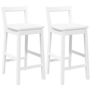 vidaXL Hokery barowe 2 szt. Białe lite drewno gumowe