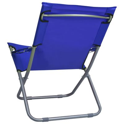 vidaXL Składane krzesła plażowe, 2 szt., tkanina, niebieskie