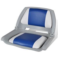 vidaXL Składany fotel na łódź, biało-niebieski z poduszką, 41x51x48 cm