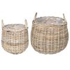 vidaXL Kosz na rośliny z przechowywaniem 2 pcs Szary Rattan Lacak