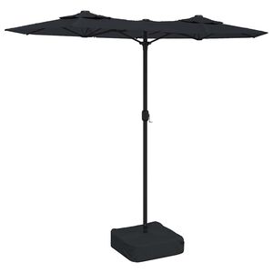 vidaXL Podw&oacute;jny parasol ogrodowy, czarny, 316x145 cm