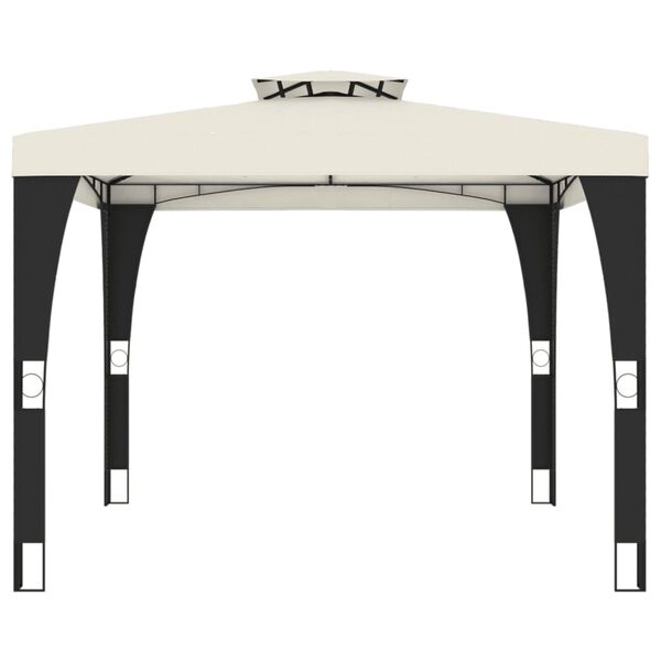 vidaXL Altana ogrodowa z podwójnym dachem, kremowa, 2,98x2,98 m, stal