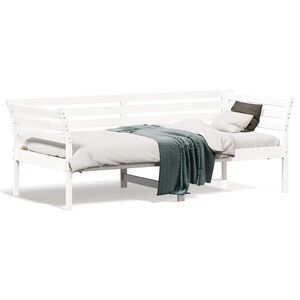 vidaXL Ł&oacute;żko dzienne bez materaca białe 75x190 cm lite drewno sosnowe