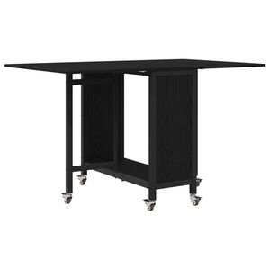 vidaXL Składany st&oacute;ł jadalny z k&oacute;łkami 130 x 80 x 76,5 cm Czarny dąb