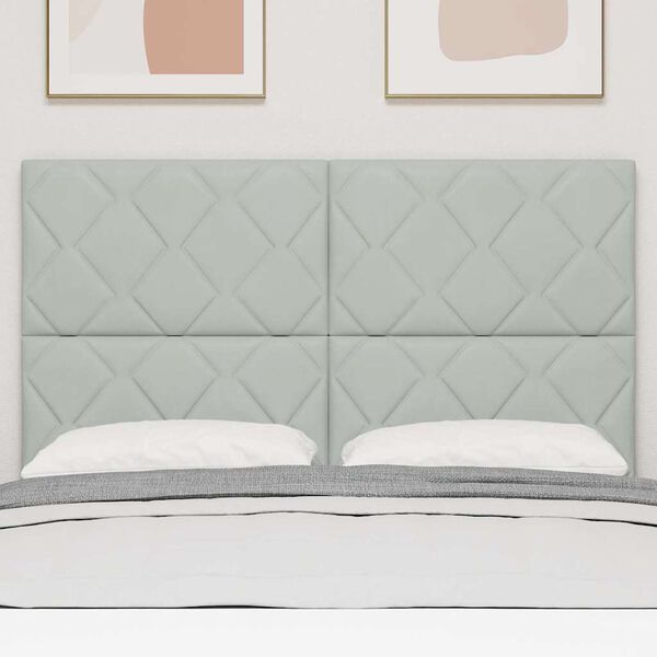 vidaXL Zagł&oacute;wek Z zagł&oacute;wkiem Jasnoszary 144 cm Aksamit