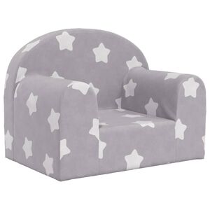 vidaXL Sofa dziecięca jasnoszara z gwiazdkami Miękki plusz