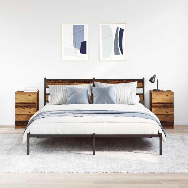 vidaXL Szafki nocne z 3 szufladami 2 szt. Stare drewno 39x35x65 cm