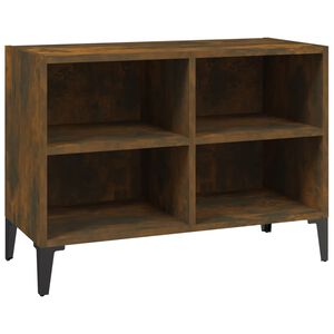 vidaXL Szafka pod TV, metalowe n&oacute;żki, przydymiony dąb, 69,5x30x50 cm