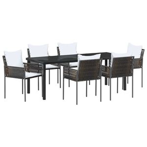 vidaXL Zestaw do jadalni w ogrodzie 7 pcs Brązowy i czarny Rattan PE