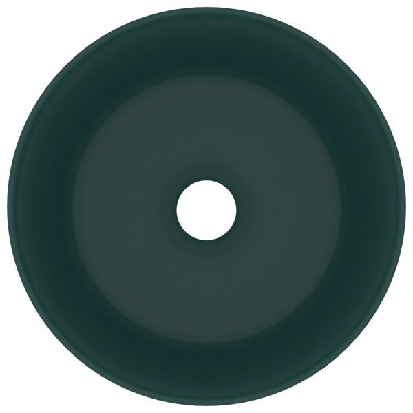 vidaXL Luksusowa, okrągła umywalka, matowa ciemna zieleń, 40x15 cm