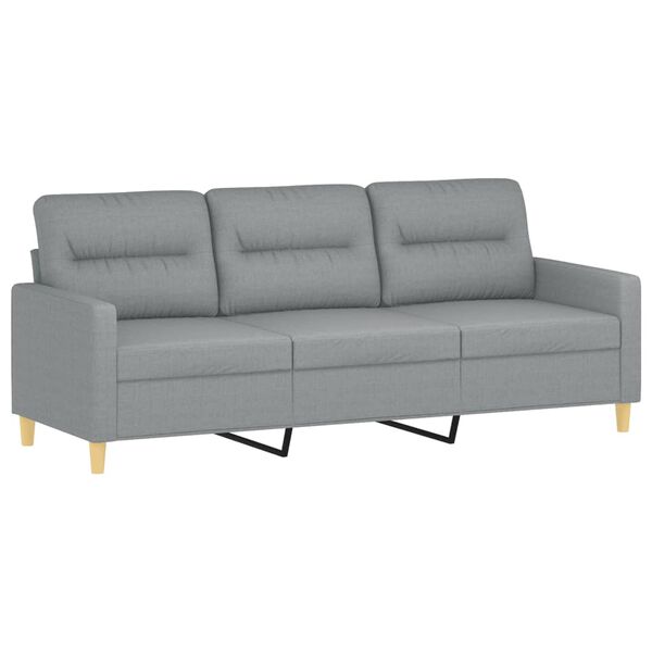 vidaXL 3-osobowa sofa z poduszkami, jasnoszara, 180 cm, tkanina