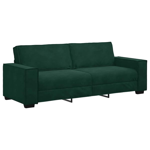 vidaXL Sofa 3-osobowa, ciemnozielony, 220x78x84 cm, obita aksamitem