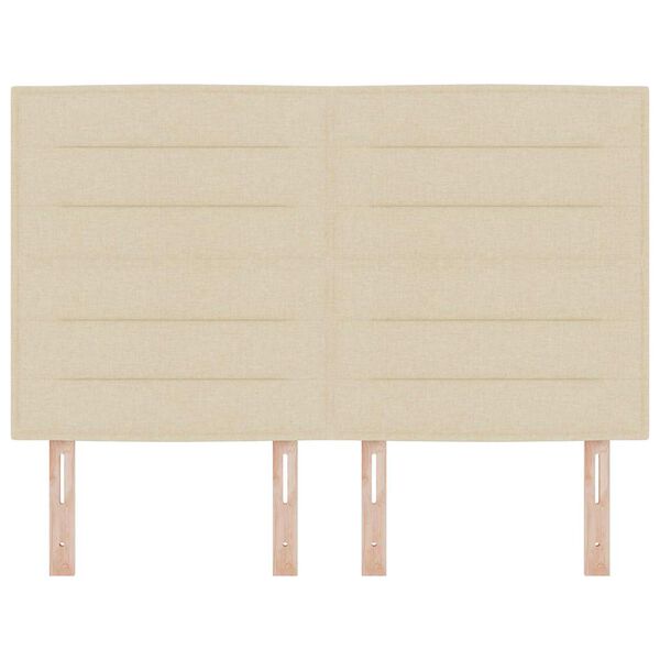 vidaXL Zagł&oacute;wek Z zagł&oacute;wkiem Kremowy 144 cm Sk&oacute;ra ekologiczna