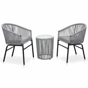 vidaXL 3-cz. zestaw mebli bistro z poduszkami, rattan PE, szary