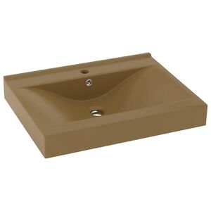 vidaXL Umywalka z otworem na kran, kremowa matowa, 60x46 cm, ceramika