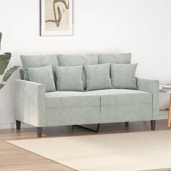 vidaXL Sofa 2-osobowa, jasnoszara, 120 cm, tapicerowana aksamitem