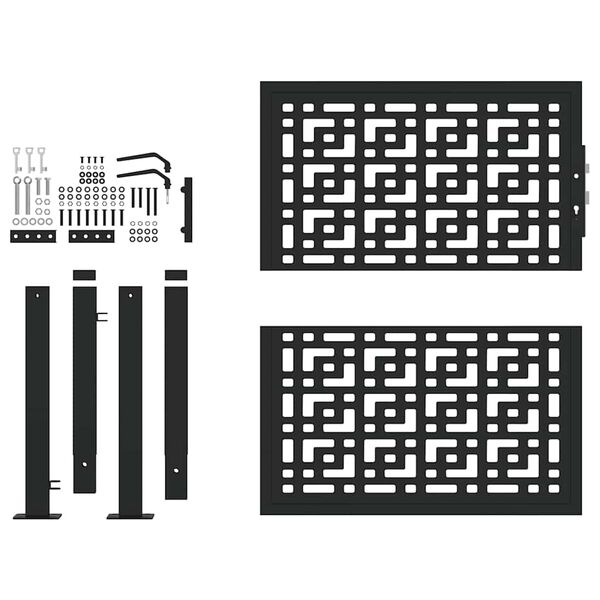 vidaXL Brama ogrodowa czarna 100x100 cm stalowy krzyż wzór