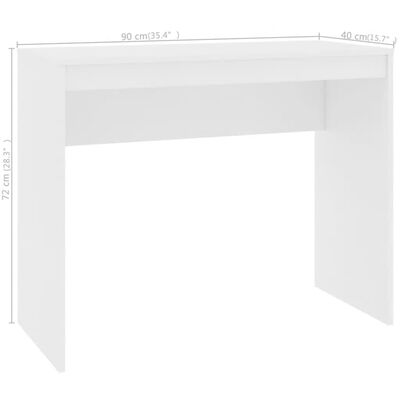 vidaXL Biurko, białe, 90x40x72 cm, materiał drewnopochodny