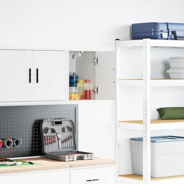 vidaXL Garażowa szafka ścienna Biała z drewna klejonego