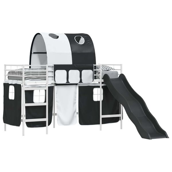 vidaXL Ł&oacute;żko piętrowe dla dzieci Biały i czarny 74,5 x 190 cm Metal