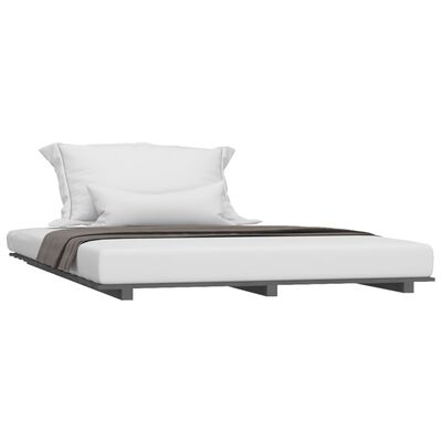 vidaXL Rama łóżka, szara, 140 x 200 cm, lite drewno sosnowe
