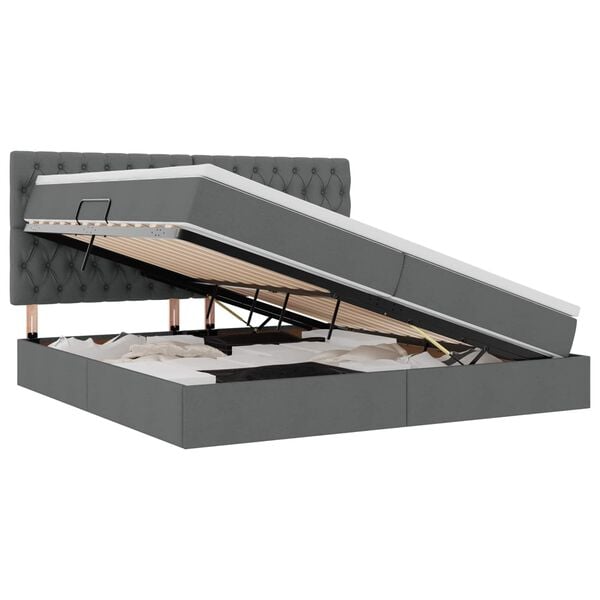 vidaXL Ł&oacute;żko z miejscem na przechowywanie i materacem Ciemnoszary