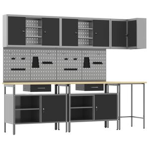 vidaXL Zestaw szafek roboczych z szufladą 10 pcs Czarny i szary