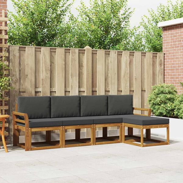 vidaXL Zestaw sof na zewnątrz z poduszką 5 pcs Naturalny i Antracytowy