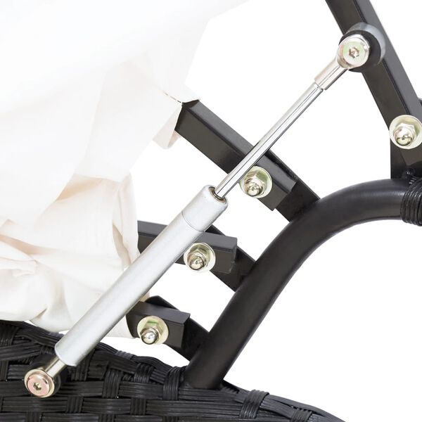 vidaXL Łóżko ogrodowe z baldachimem, polirattan, czarne