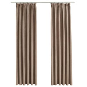 vidaXL Zasłony zaciemniające z haczykami, 2 szt., taupe, 140x175 cm