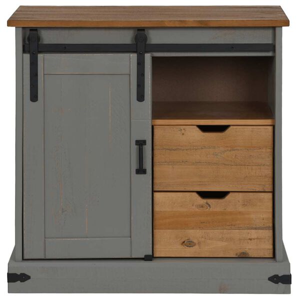 vidaXL Komoda HALDEN z drzwiami przesuwnymi Szara 80x40x80 cm