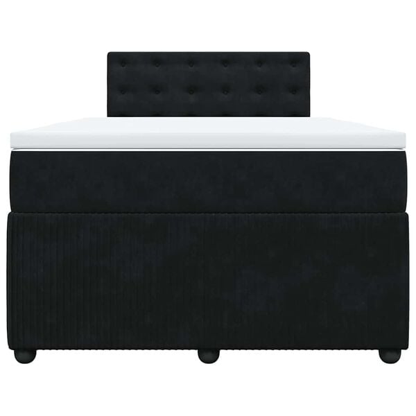 vidaXL Ł&oacute;żko kontynentalne z materacem, czarne, 120x190 cm, aksamit