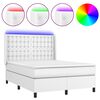 vidaXL Ł&oacute;żko kontynentalne z materacem i LED, biała ekosk&oacute;ra 140x190cm