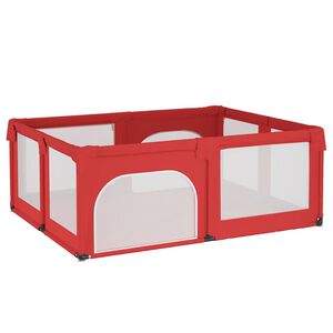 vidaXL Kojec dla dziecka z 2 drzwiczek, czerwony, tkanina Oxford