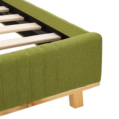 vidaXL Rama łóżka z LED, zielona, tapicerowana tkaniną, 160 x 200 cm