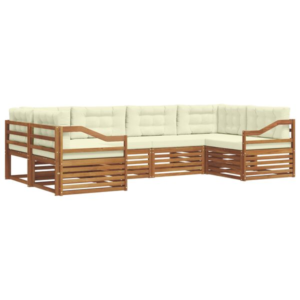 vidaXL Zestawy sof 6 pcs Naturalny i Kremowy Lite Drewno Akacji