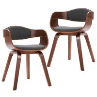 vidaXL Krzesła stołowe, 2 szt., gięte drewno i szara tkanina