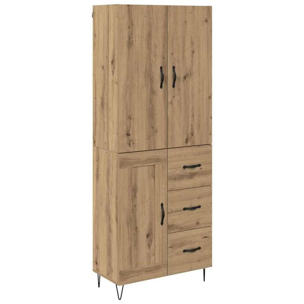 vidaXL Highboard 2 pcs Dąb rzemieślniczy Drewno inżynieryjne i szkło