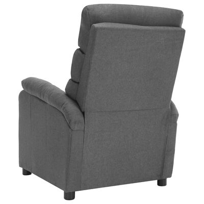vidaXL Rozkładany fotel masujący, jasnoszary, tapicerowany tkaniną
