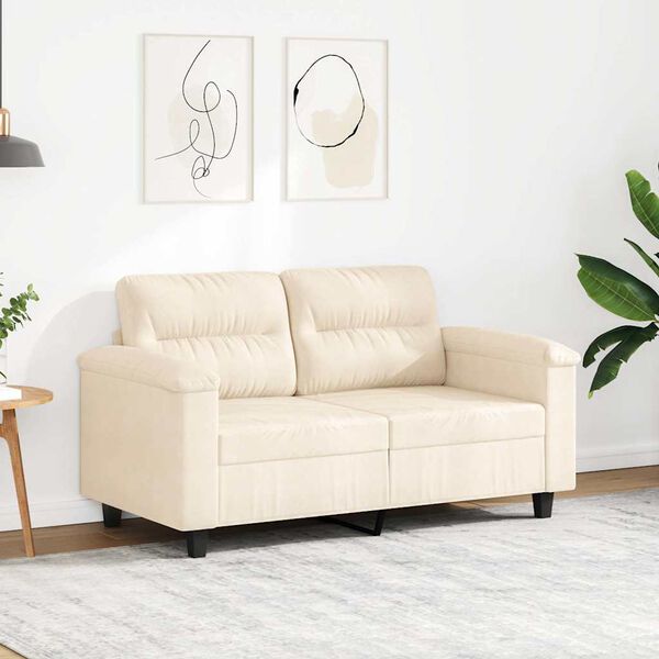 vidaXL Sofa 2-osobowa, beżowy, 120 cm, obity mikrofibrą
