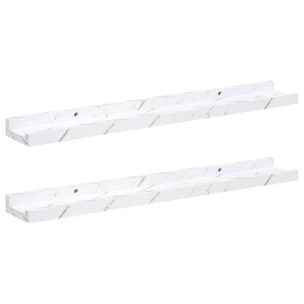 vidaXL P&oacute;łka ścienna z p&oacute;łką 2 pcs Biały marmur 60 x 9 x 3 cm