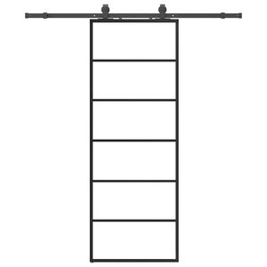 vidaXL Drzwi przesuwne z zestawem okuć czarne 76x205 cm ESG szkło