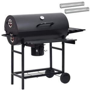 vidaXL Grill beczkowy na k&oacute;łkach z p&oacute;łkami 3 szt. 115 x 85 x 95 cm