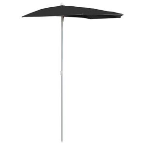 vidaXL P&oacute;łokrągły parasol ogrodowy na słupku, 180x90 cm, czarny